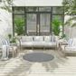 Nourison Courtyard Ivory and Blue 4" Round Indoor/Outdoor Area Rug, , large