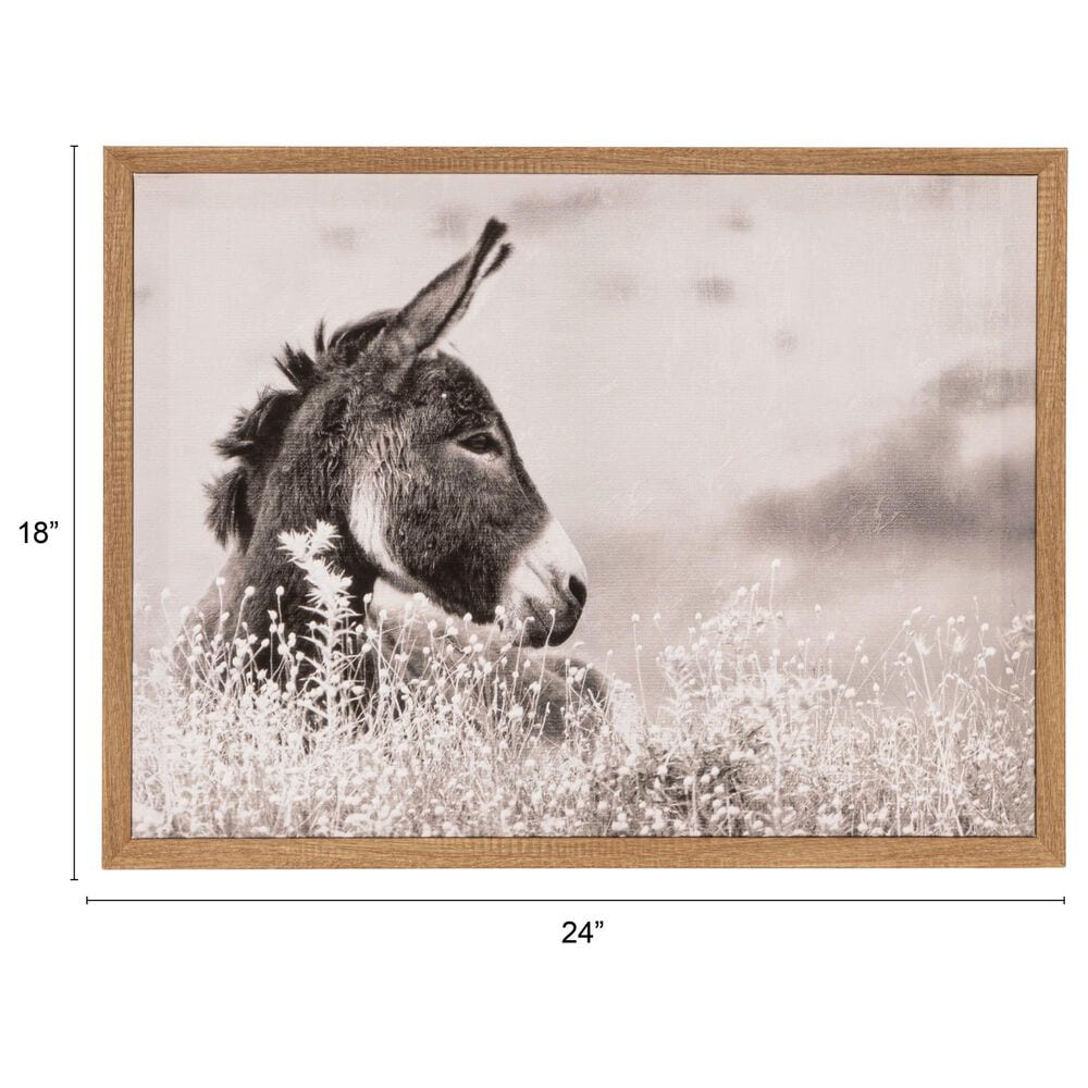 Creative Coop Abode 24" x 18" Donkey Framed Canvas Wall Decor in Multicolor, , large