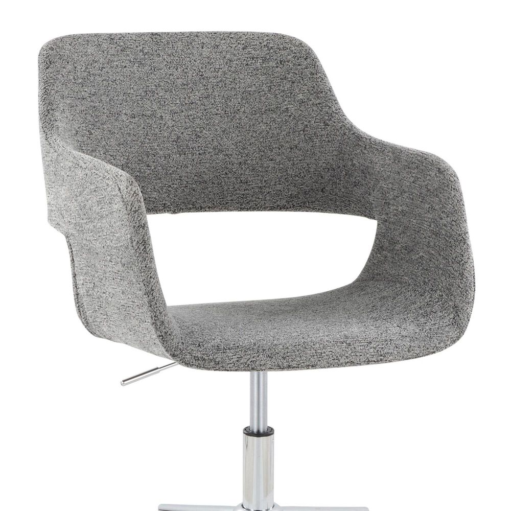 LumiSource Margarite Swivel Task Chair with Grey Fabric Cushion in Chrome, , large