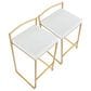 Lumisource Fuji High Back Counter Stool with White Faux Leather Cushion in Gold (Set of 2), , large