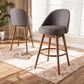 Baxton Studio Carra Swivel Bar Stool with Grey Cushion in Walnut (Set of 2), , large