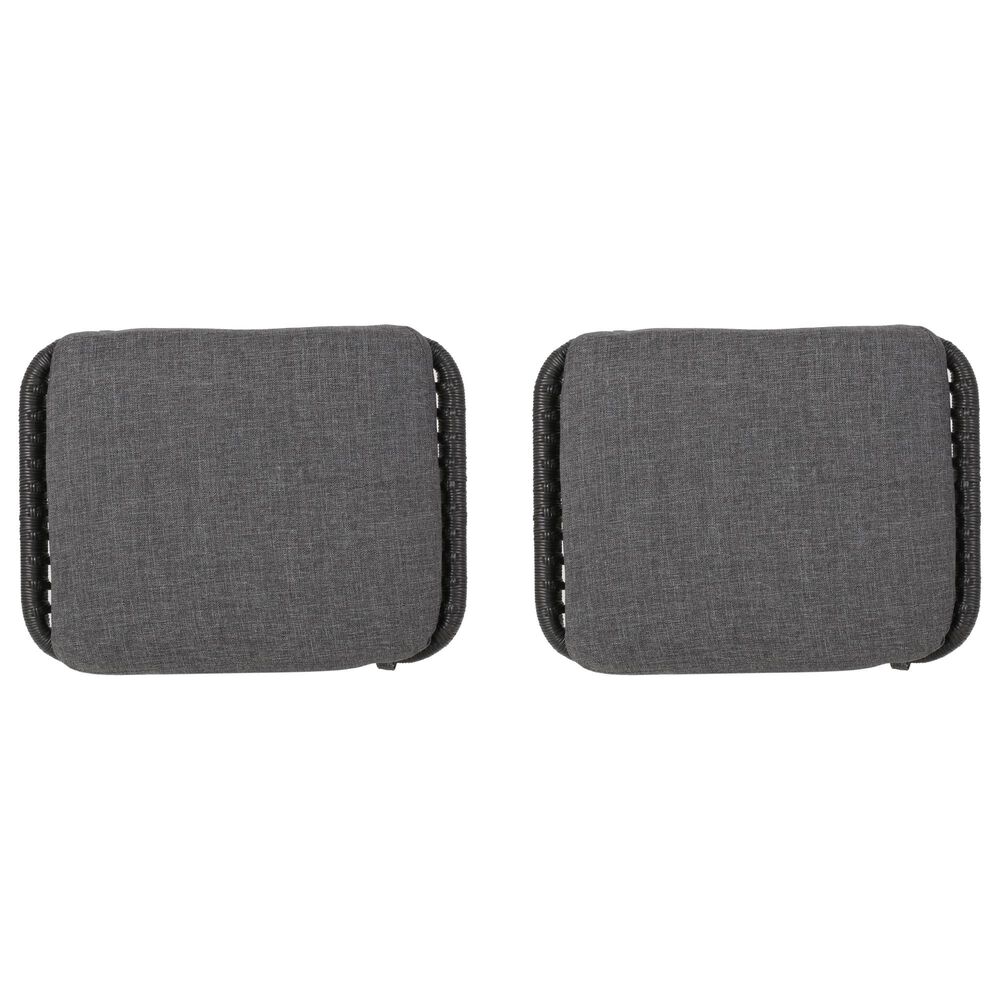 Hearth and Haven Montana Outdoor Ottoman with Gray Cushion in Black &#40;Set of 2&#41;, , large