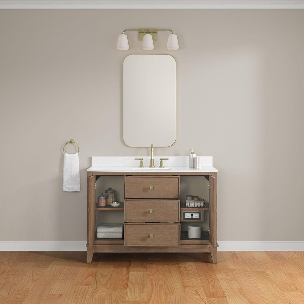 37B Kinsale 48" Single Bathroom Vanity Cabinet in Walnut Drift with White Composite Stone Top and Backsplash, , large
