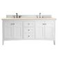 James Martin Vanities Palisades 72" Double Bathroom Vanity in Bright White with 3 cm Eternal Marfil Quartz Top and Rectangular Sinks, , large