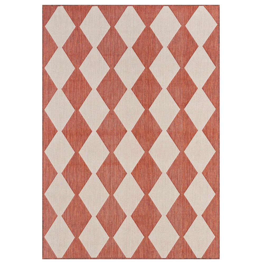 Nourison Positano Geometric Terracotta 4&#39; x 6&#39; Indoor/Outdoor Area Rug, , large