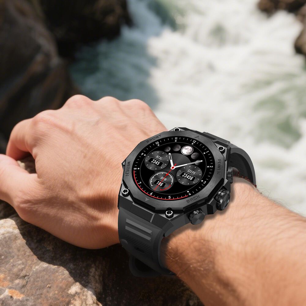 AuraFit Trek 1 GPS Sport Smartwatch in Black, , large