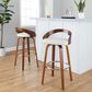LumiSource Grotto 30" Swivel Barstool with Cream Faux Leather Upholstery in Walnut and Chrome (Set of 2), , large