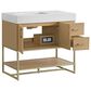 37B Mauri 36" Single Bathroom Vanity with Metal Base in Warm Oak with High-Profile 4" White Composite Stone Top, , large