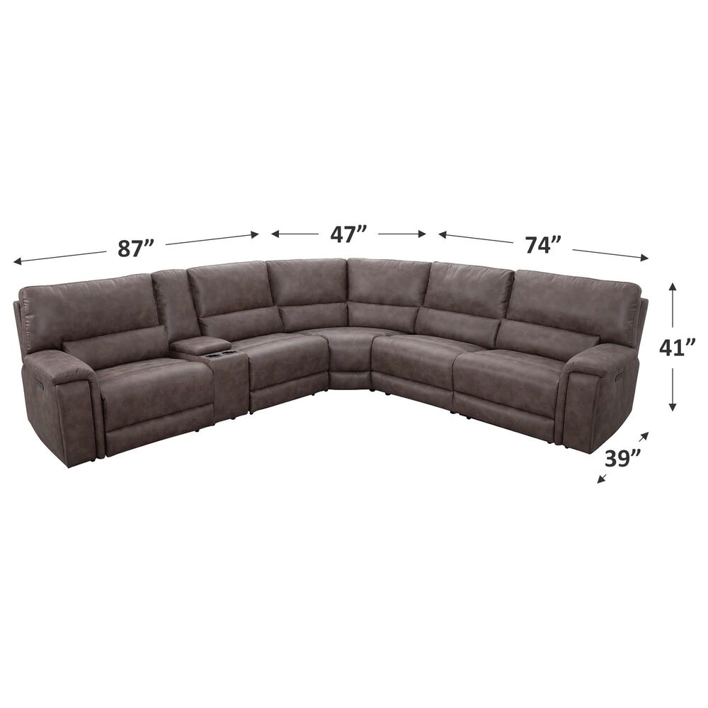Oxford Furniture 6-Piece Power Reclining Sectional with Power Headrests in Tan, , large