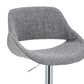 LumiSource Fabrico Swivel Adjustable Bar Stool with Grey Noise Fabric Upholstery and Rounded T Footrest in Chrome (Set of 2), , large