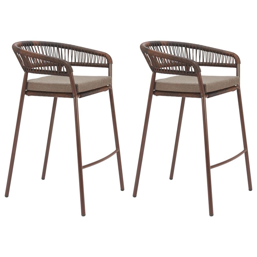 Zuo Modern Skye Patio Barstool in Brown (Set of 2), , large