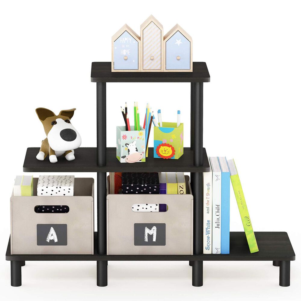 HOMLUX Turn-N-Tube 3-Tier Display Rack in Espresso and Black, , large