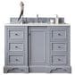 James Martin Vanities De Soto 48" Single Bathroom Vanity in Silver Gray with 3 cm Eternal Jasmine Pearl Quartz Top and Rectangular Sink, , large