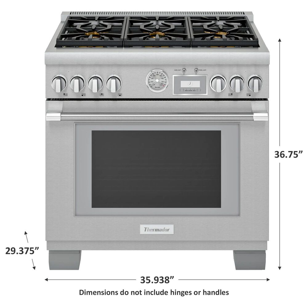 Thermador 36&quot; Pro Grand Gas Range with 6 Burners in Stainless Steel, , large