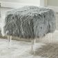 Furniture of America Scherrer Stationary Faux Fur Ottoman in Grey, , large