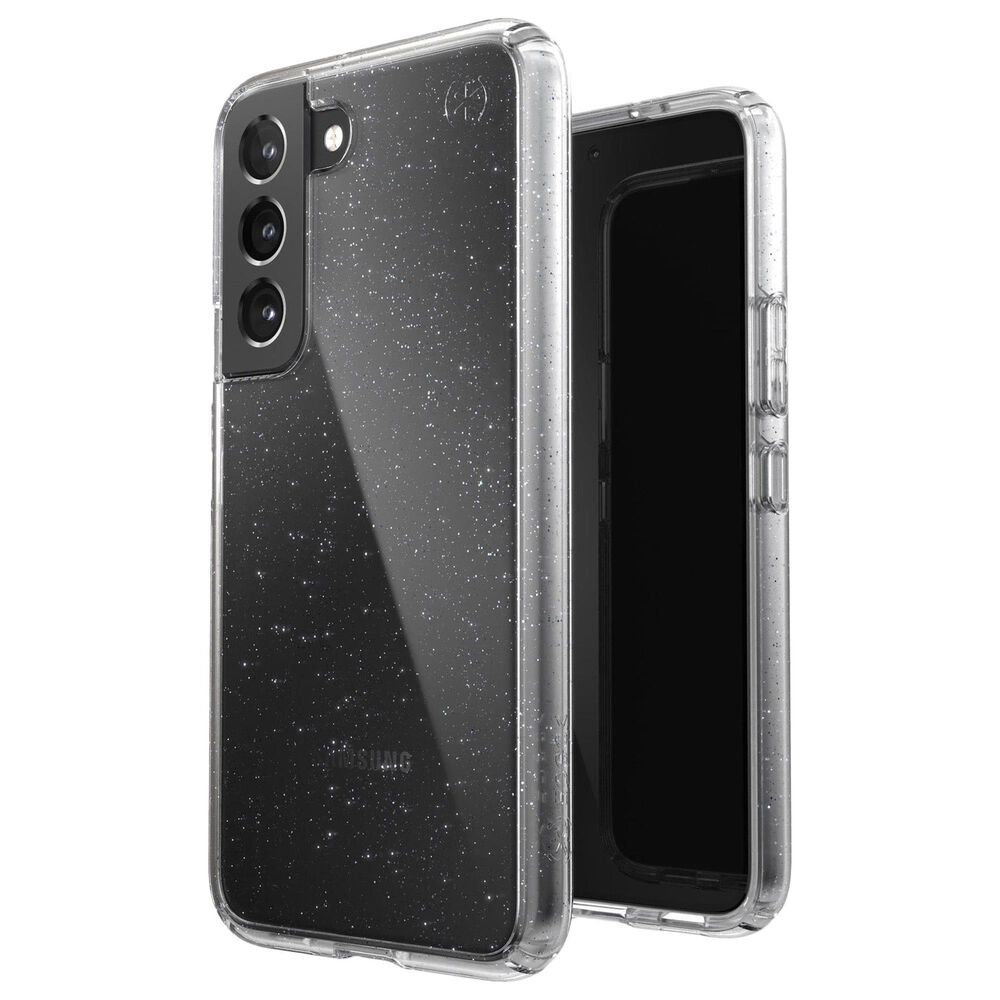 Speck Presidio Perfect Glitter Case for Samsung Galaxy S22 in Clear and Platinum Glitter, , large