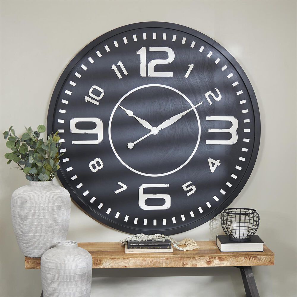 Maple and Jade Modern Wood Wall Clock in Black, , large