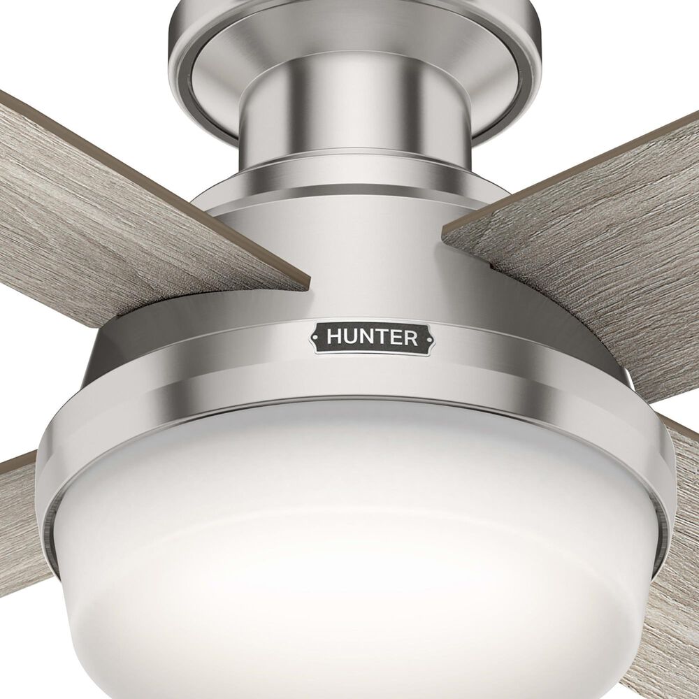 Hunter Dempsey Low Profile 52&quot; Ceiling Fan with Light Gray Oak Blades in Brushed Nickel, , large
