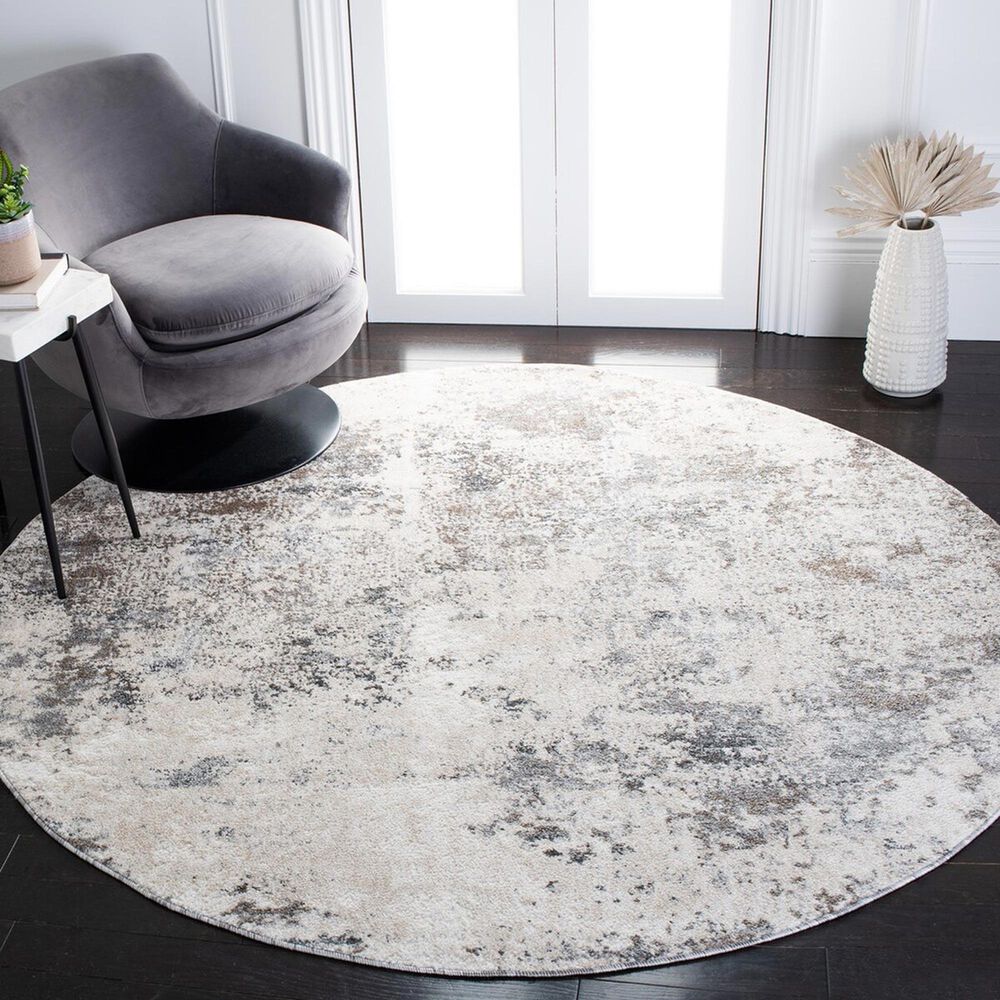 Safavieh Aston  6&#39;7&quot; Round Ivory and Grey Area Rug, , large