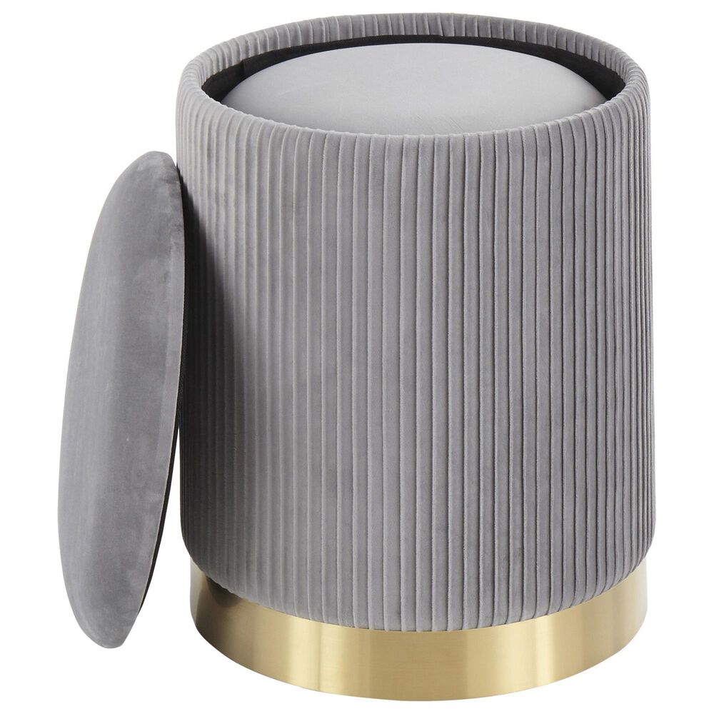 Lumisource Marla 2-Piece Nesting Pleated Ottoman Set in Grey, , large