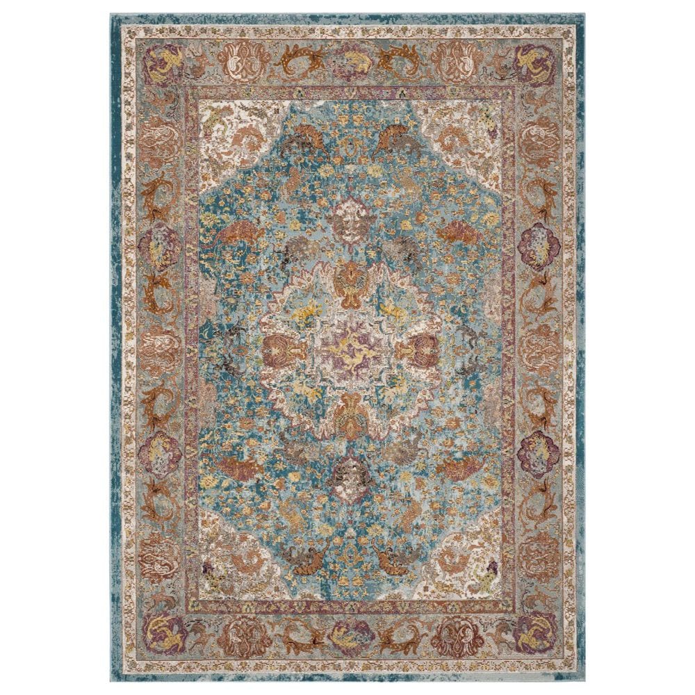 Safavieh Aria 5"1" x 7"6" Blue and Orange Area Rug, , large