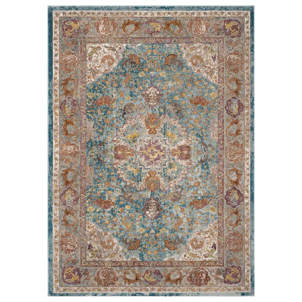 Safavieh Aria 5"1" x 7"6" Blue and Orange Area Rug, , large