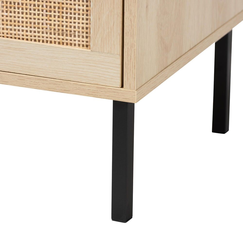 Baxton Studio Caterina 1-Door End Table in Natural Brown and Black, , large
