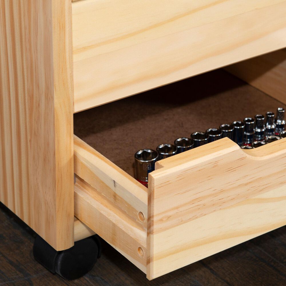 Linon Home Decor Cary 6-Drawer Rolling Cart in Natural, , large