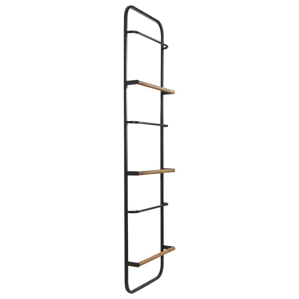 Maple and Jade 6-Rung Decorative Ladder in Matte Black and Brown, , large