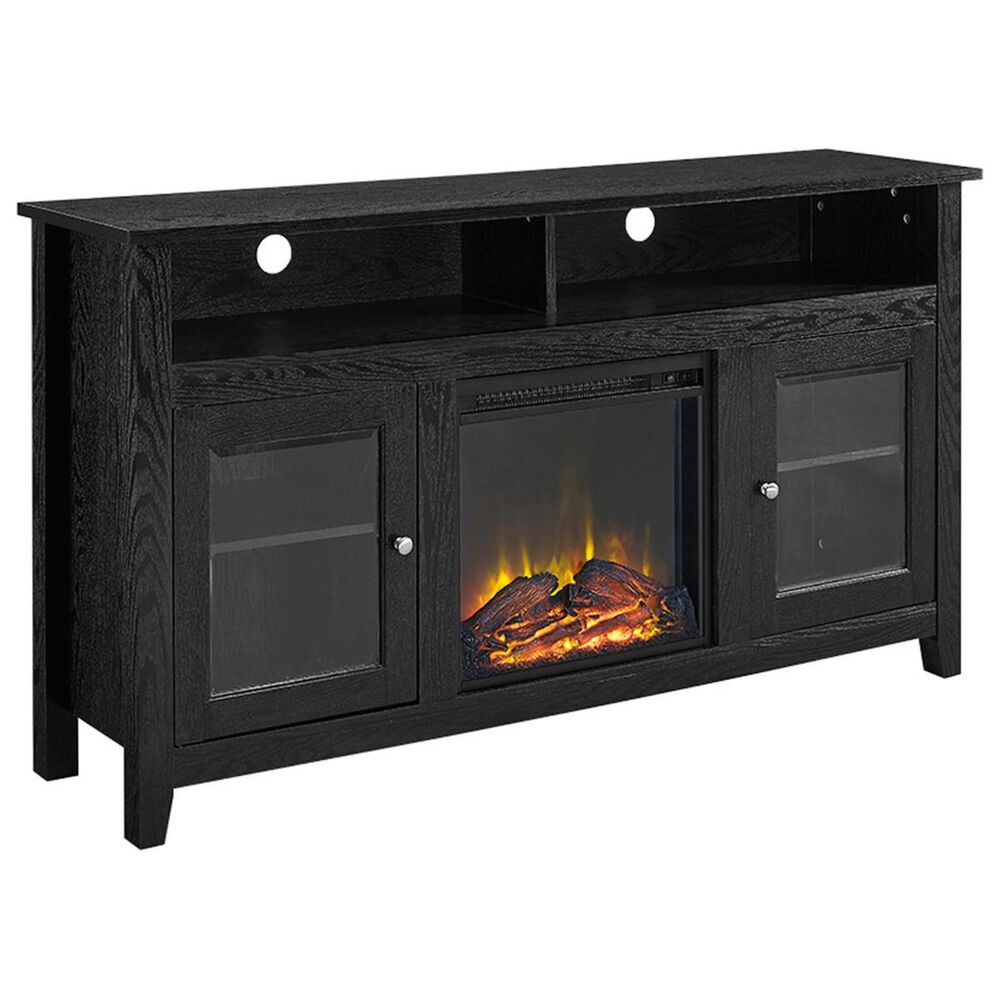 Walker Edison 58" Tall Fireplace TV Stand in Black Nebraska Furniture