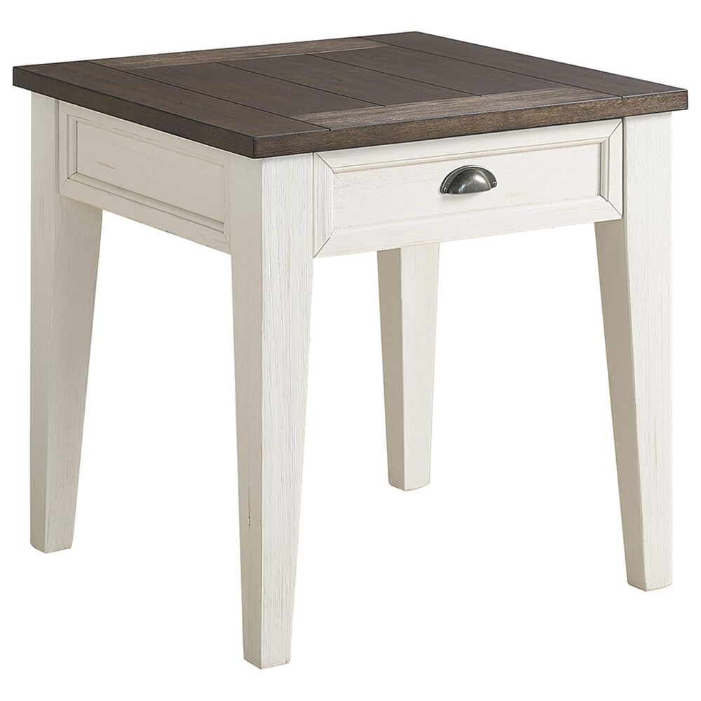 Steve Silver Carlie 24&quot; End Table in Dark Oak and White, , large