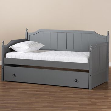 Baxton Studio Millie Twin Daybed with Trundle in Gray, , large
