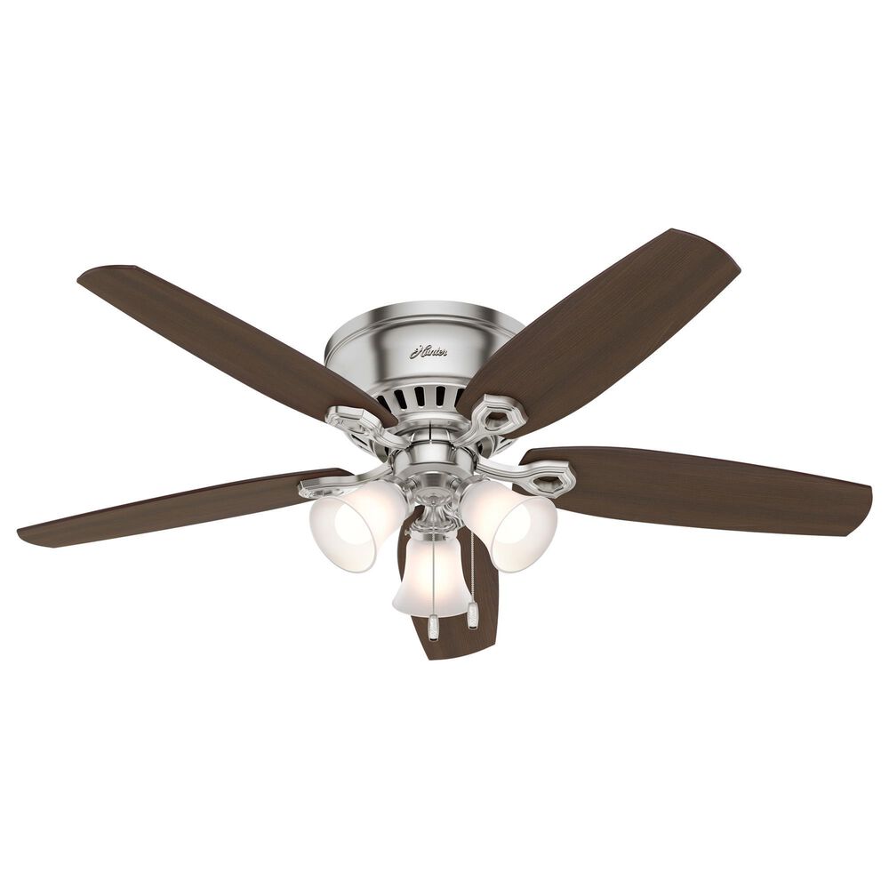 Hunter Builder 52" Low Profile Ceiling Fan with 3 Lights in Brushed Nickel, , large