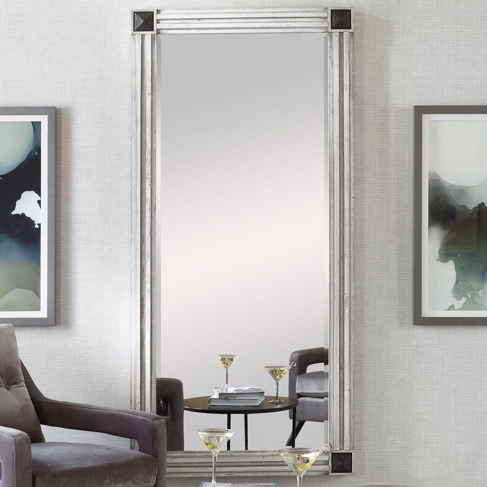 Uttermost Manor Mirror in White Wash, Gray and Dark Bronze, , large