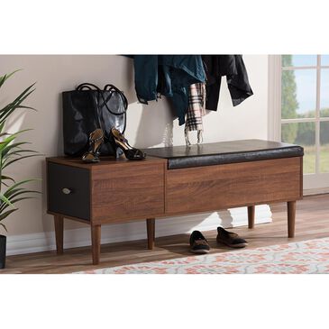 Baxton Studio Merrick 1-Drawer Entryway Storage Bench in Oak , , large