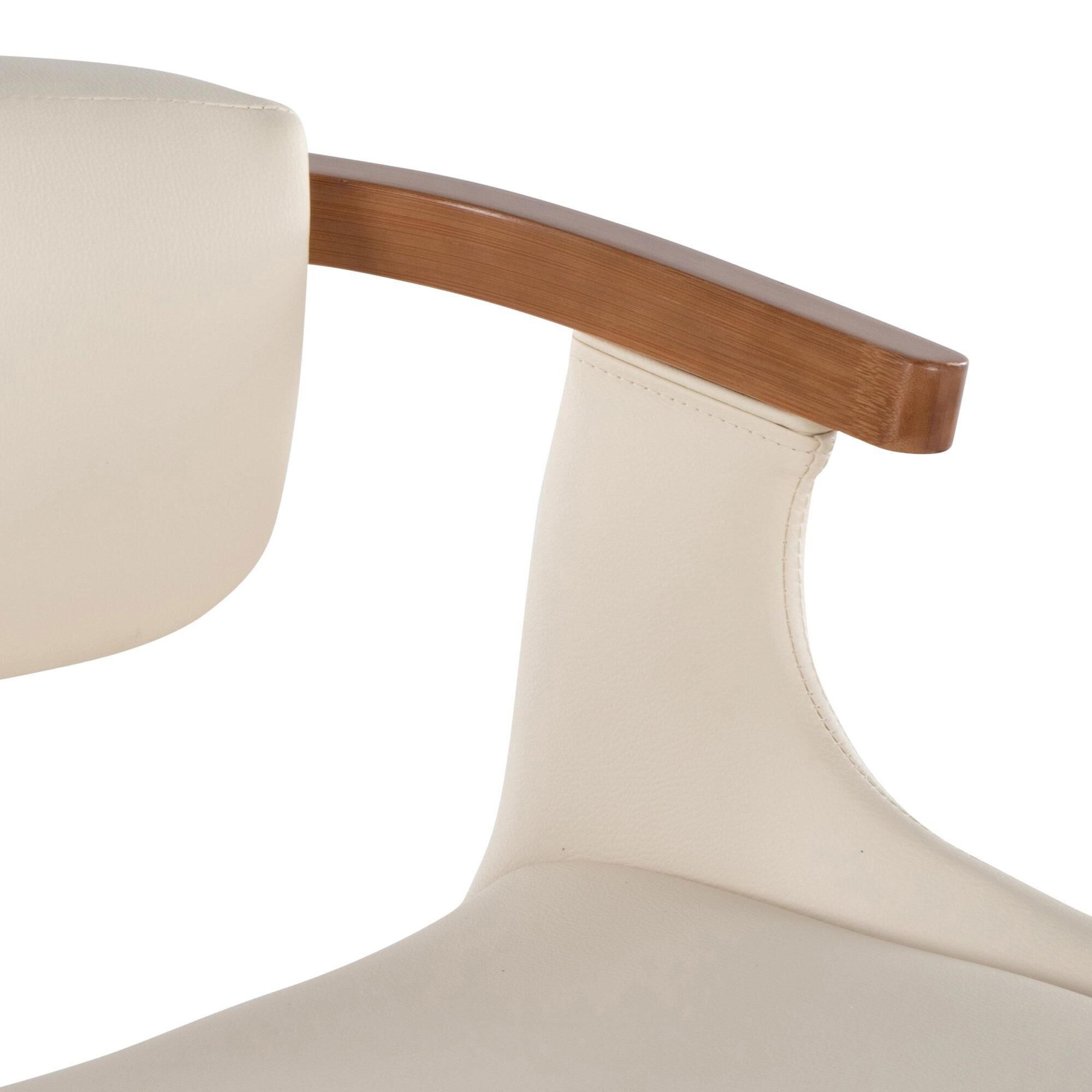 LumiSource Oracle Swivel Barstool with Cream Cushion in Walnut and