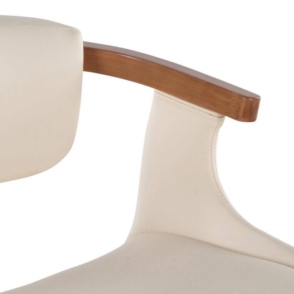 Lumisource Oracle Swivel Barstool with Cream Cushion in Walnut and Black, , large