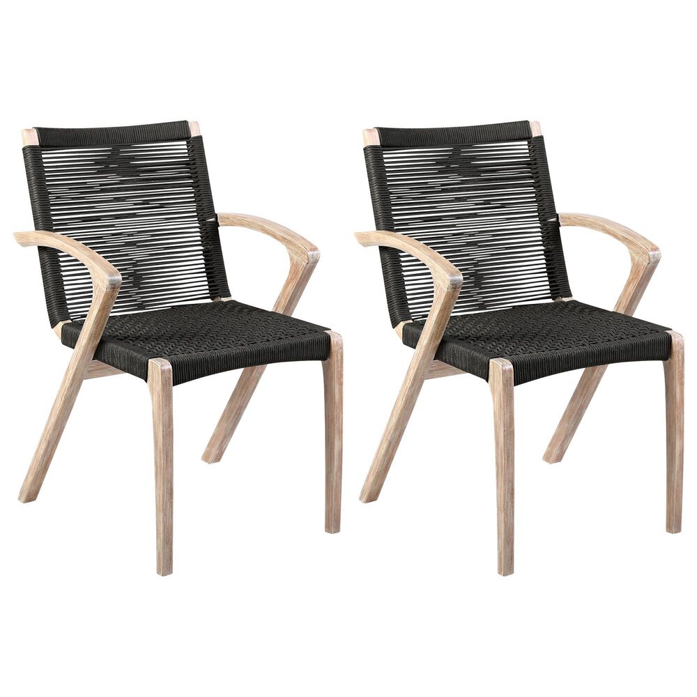 Blue River Nabila Outdoor Dining Chair with Charcoal Rope in Light Teak (Set of 2), , large
