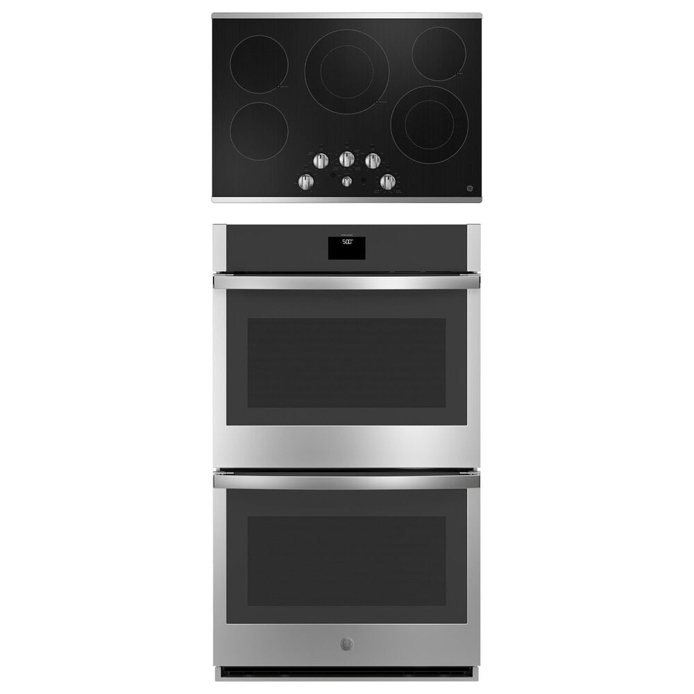 GE Appliances 2-Piece Kitchen Package with 30" Smart Built-In Convection Double Wall Oven and 30" Electric Cooktop in Stainless Steel, , large