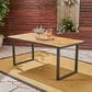 Hearth and Haven Outdoor 70 Inch Dining Table with Wood Top and Sled Base in Teak and Black, , large