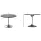 Leisuremod LeisureMod Verve Collection 36 Round Dining Table, Brushed Chrome Base with Sintered Stone White Top, , large