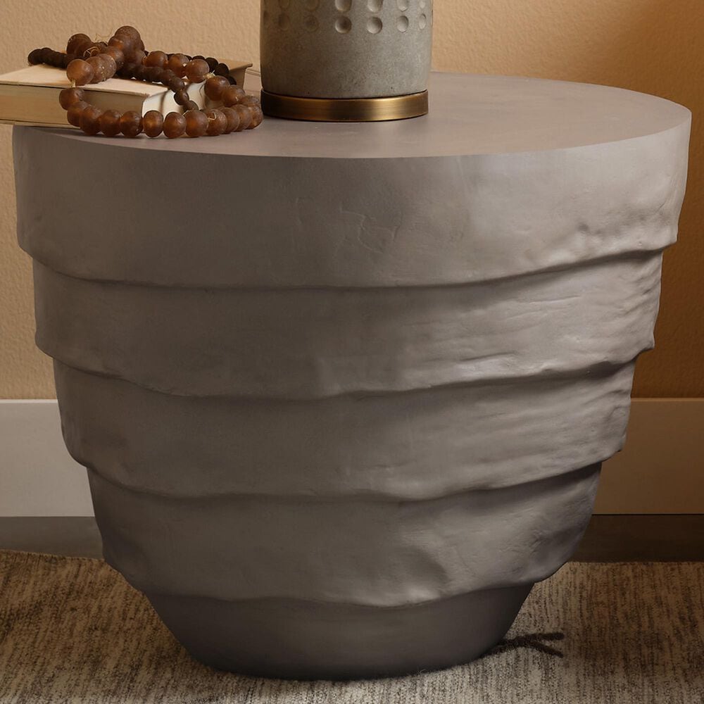 Splendor Living Marlowe Fiber Glass Indoor/Outdoor Side Table in Cement Rustic, , large