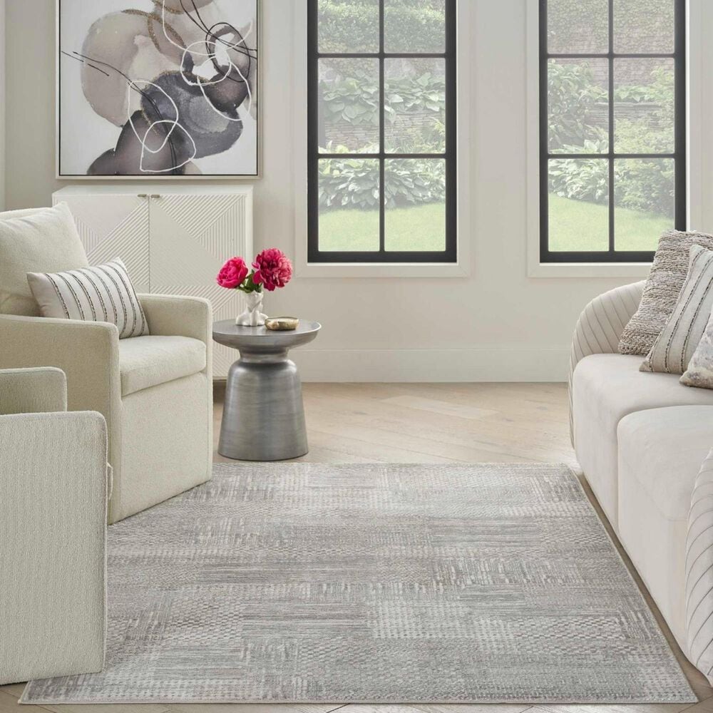 Nourison Glitz GLZ09 Silver and Grey 3&#39;11&quot; x 5&#39;11&quot; Area Rug, , large