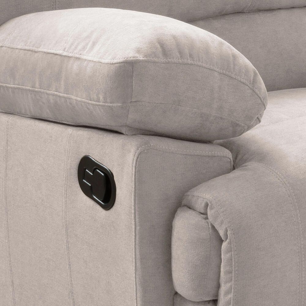 CorLiving Lea Reclining Console Sofa with Cupholders in Beige Fabric, , large