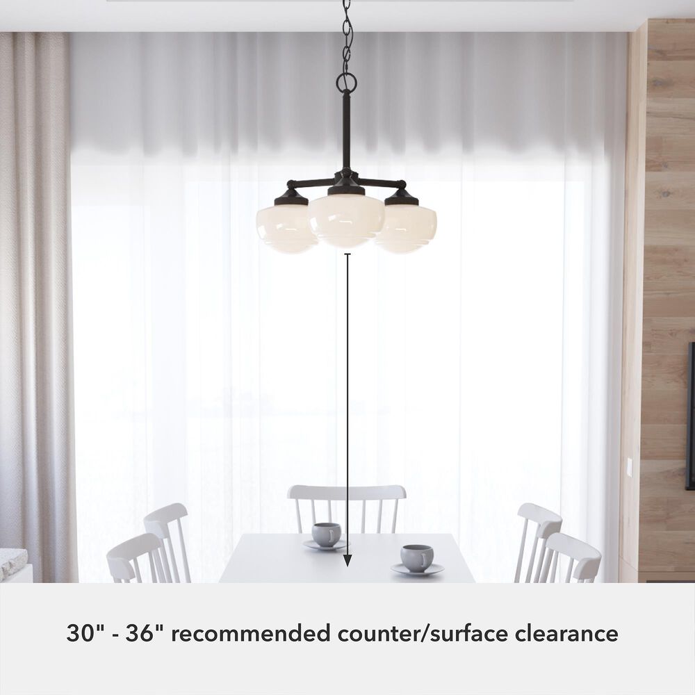 Hunter Saddle Creek 3-Light Chandelier with White Shade in Noble Bronze, , large