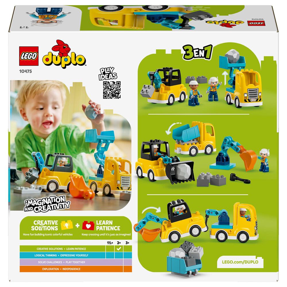 LEGO Duplo 3-In-1 Construction Vehicles Building Set, , large