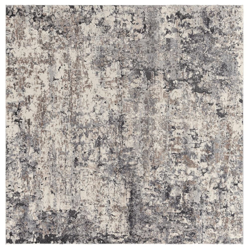 Surya Tuscany TUS-2311 7"10" Square Gray, Charcoal, Black and Ivory Area Rug, , large