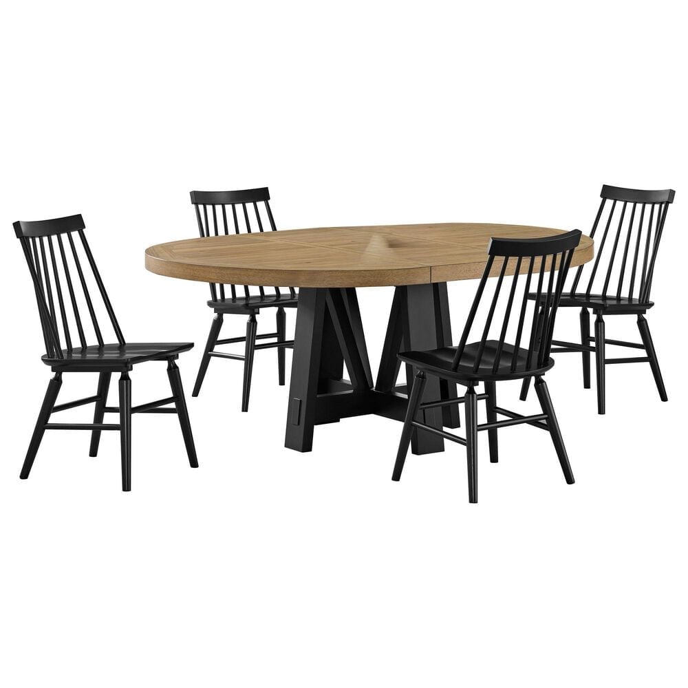 Emerald Home Furnishings Charleston Dining Table and 4 Chairs in Black and Natural, , large