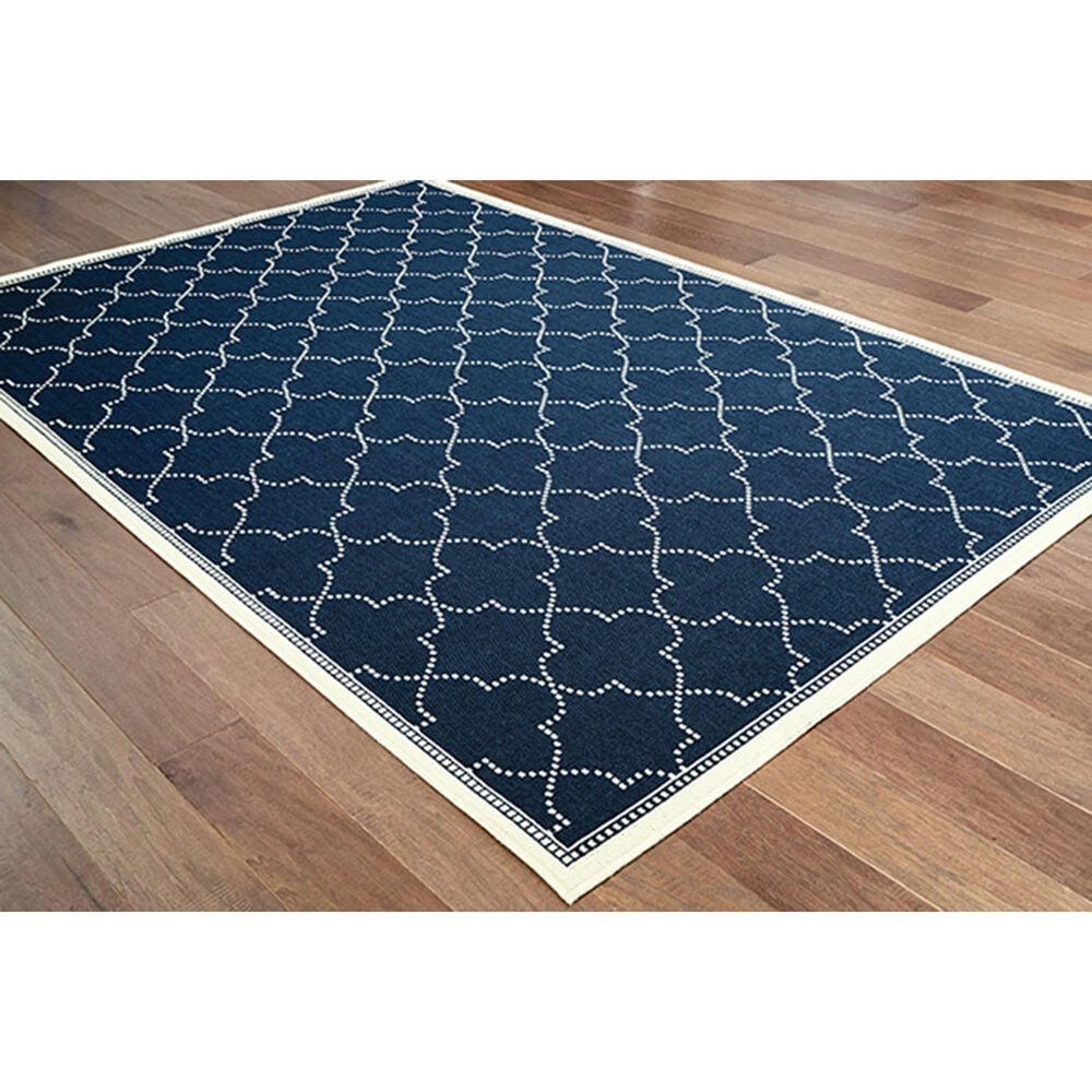 Oriental Weavers Marina 6025P 7&#39;10&quot; x 10&#39;10&quot; Navy and Ivory Area Rug, , large