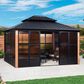 HOMLUX 12" x 14" Outdoor Hardtop Sunroom Gazebo with Aluminum Frame in Black, , large